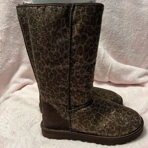 Ugh tall glittery animal print boots